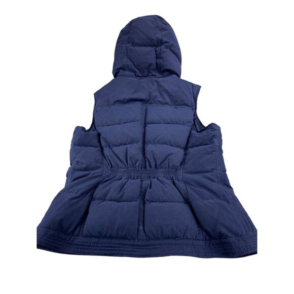 Abercrombie & Fitch Puffer Vest Hood Womens Large Navy Blue - Picture 2 of 9